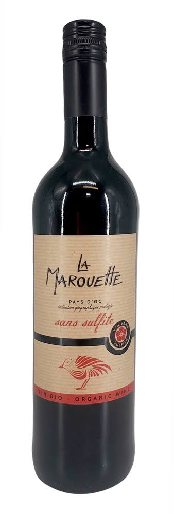 La Marouette ‘Sans Sulfite’ Rouge Cabernet-Merlot VDP d’Oc (Organic Vegan Red Wine, No Sulphites)|Organico