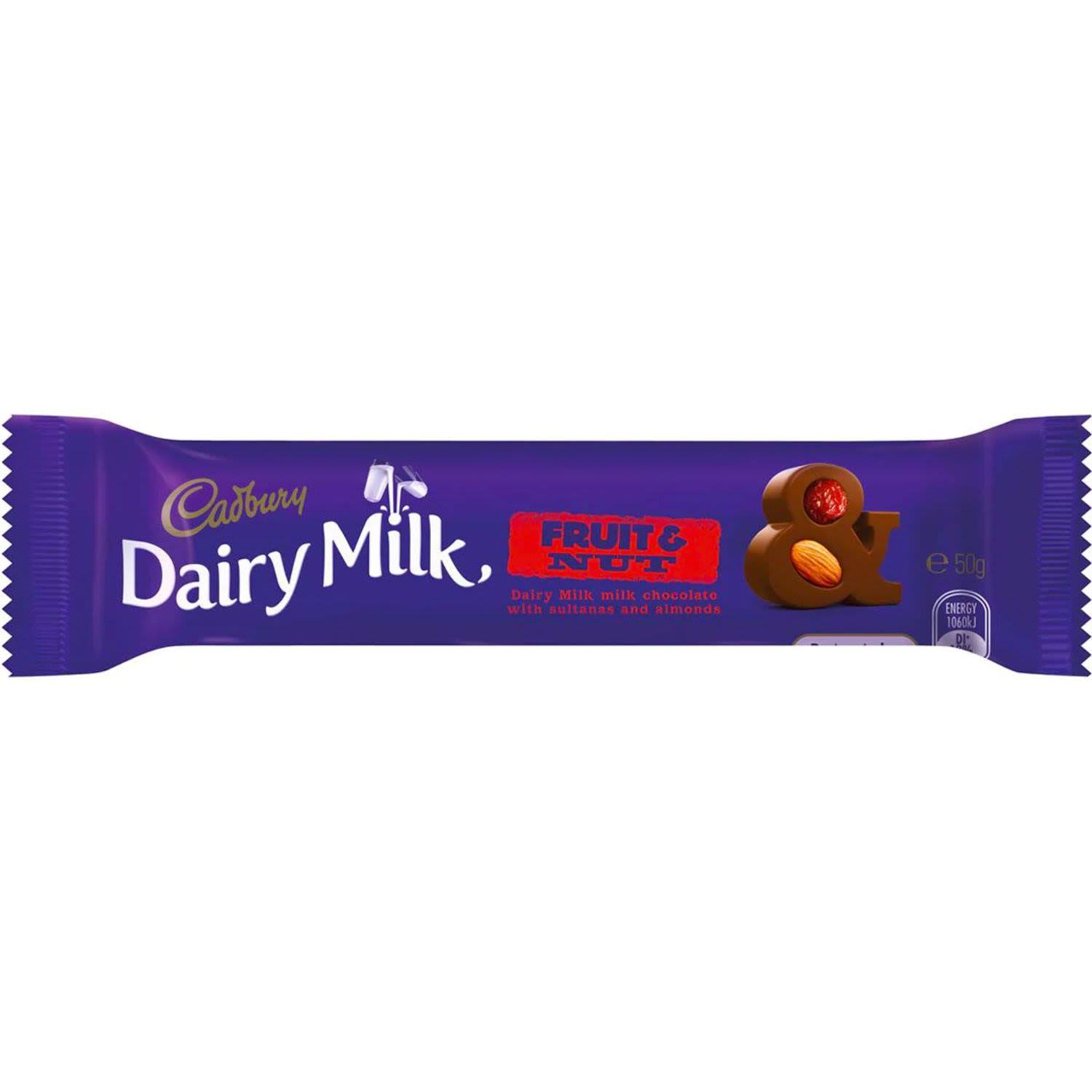 Cadbury Dairy Milk Chocolate Fruit & Nut 50g Bar