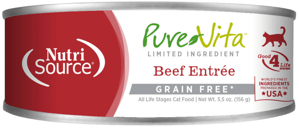 PureVita Beef Entree 96 Percent Beef Grain Free Wet Canned Cat Food - 5.5oz