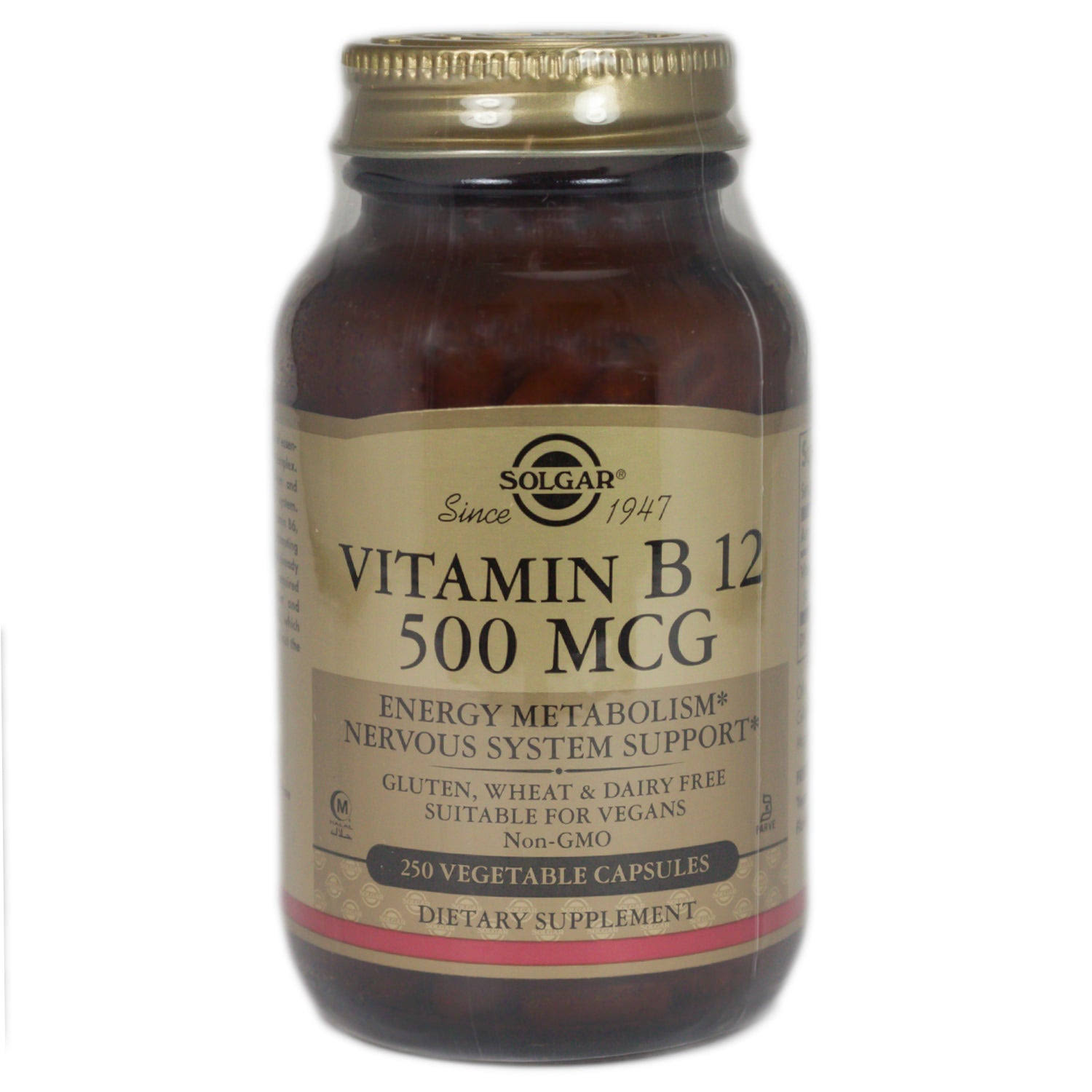 Solgar Vitamin B-12 Dietary Supplement - 500mcg, 250 Vegetable Capsules