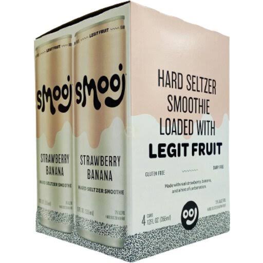 Smooj Hard Seltzer Smoothie, Strawberry Banana, Cans