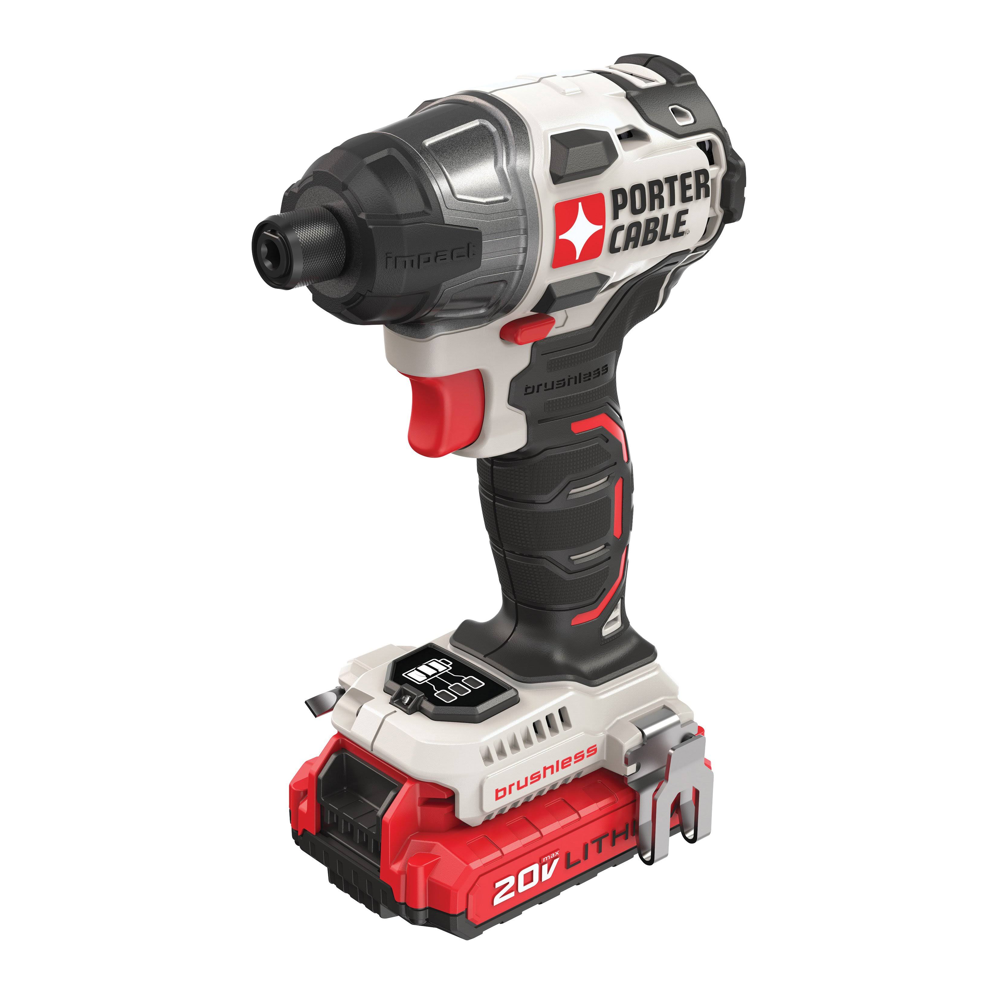 Porter-Cable PCCK647LB 20V MAX 1.5 Ah Cordless Lithium-Ion Brushless 1/4 in. Impact Driver Kit