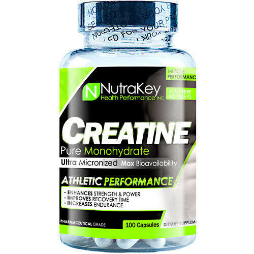 NutraKey Creatine Monohydrate Supplement - 100 Capsules