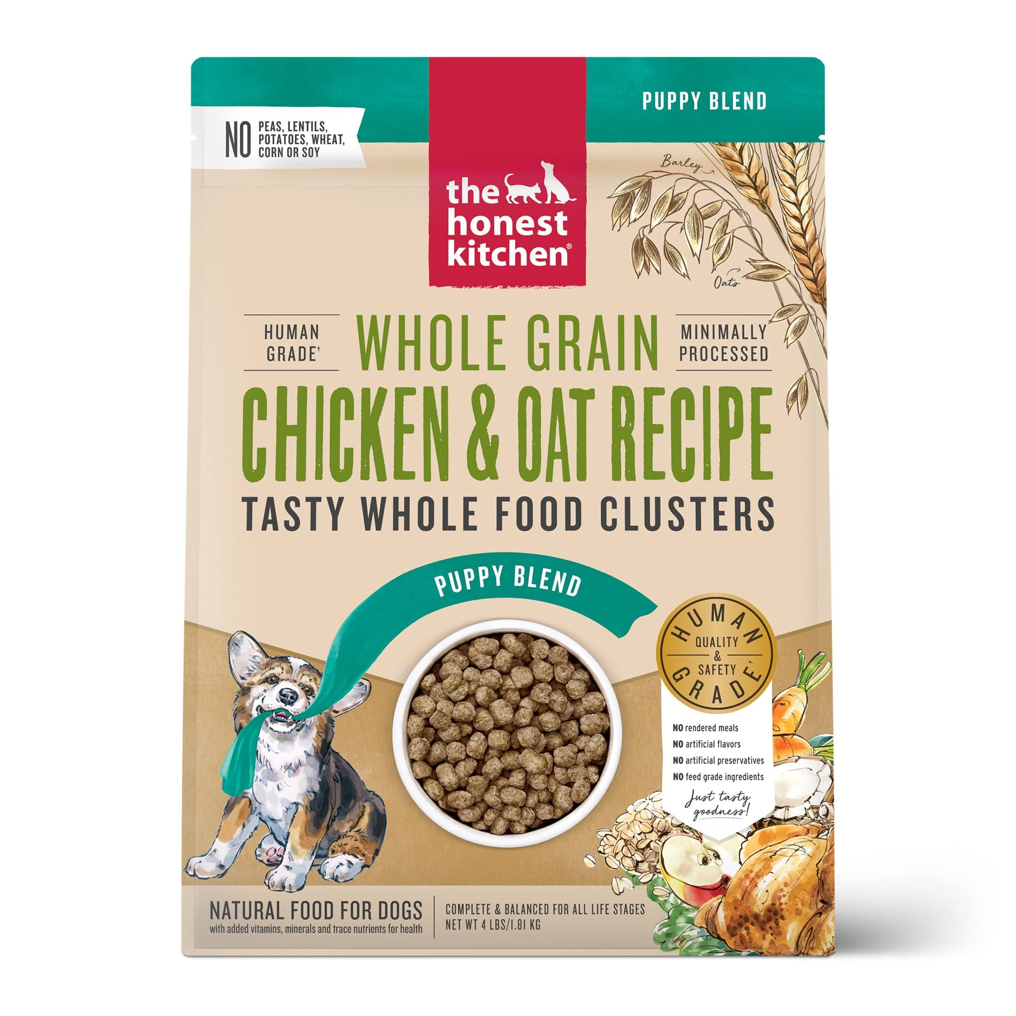 The Honest Kitchen Dog Food | 4lb Puppy Whole Grain Chicken Clusters