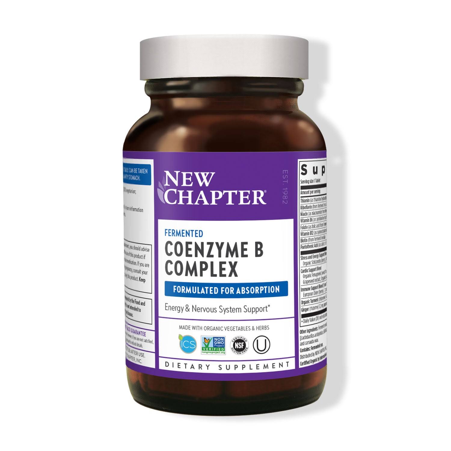 New Chapter Vitamin B Complex, with Whole-Food Herbs, Fermented, Vegan Tablets - 30 tablets