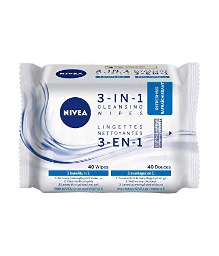 Nivea 3-in-1 Refreshing Cleansing Wipes - Normal Skin, 40 Wipes