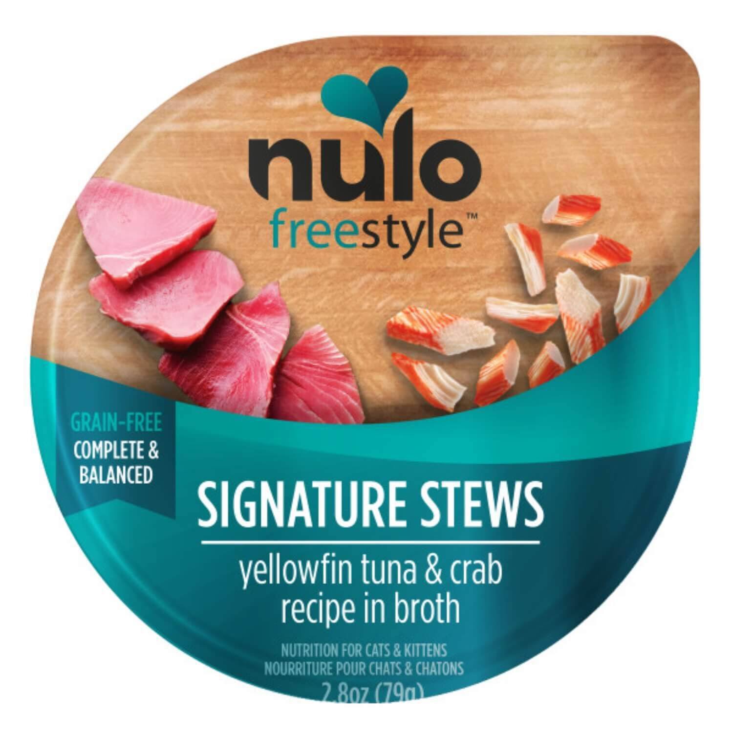 Nulo Freestyle Signature Stews Grain-Free Wet Cat Food 24ea/2.8 oz, Yellowfin Tuna & Crab