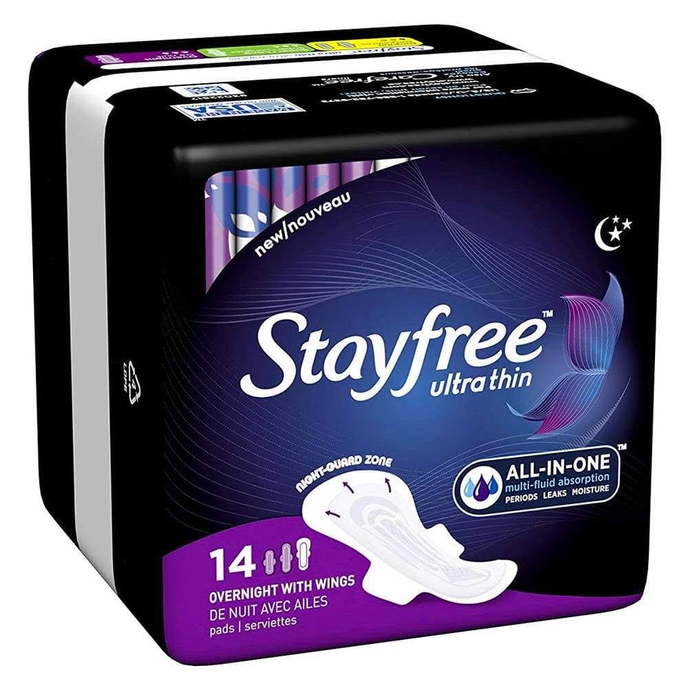 Stayfree Ultra Thin Pads - Overnight, with Wings, 14pk