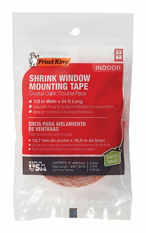 Frost King Shrink Window Mounting Tape - Crystal Clear, Double-Face, 0.5"x54'