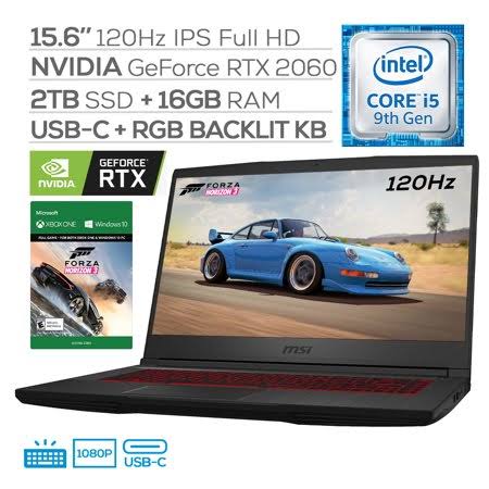 MSI Gf65 VR Ready Gaming Laptop, 120Hz 15.6" FHD IPS-Level, Nvidia RTX 2060, 16GB Ram, 2TB Ssd, Core i5-9300H Up to 4.10 GHz, RGB Backlit KB, RJ