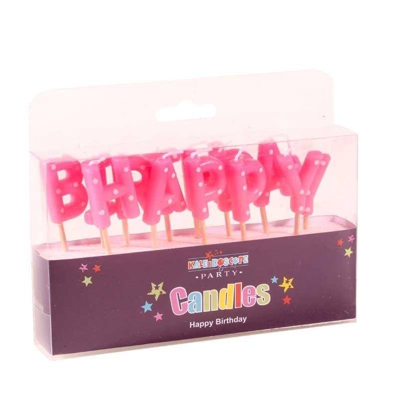 Pink Happy Birthday Candles