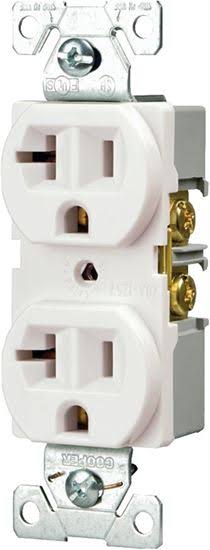 Eaton Wiring Devices BR20W Duplex Receptacle, 20 A, 2-pole, 5-20r, White