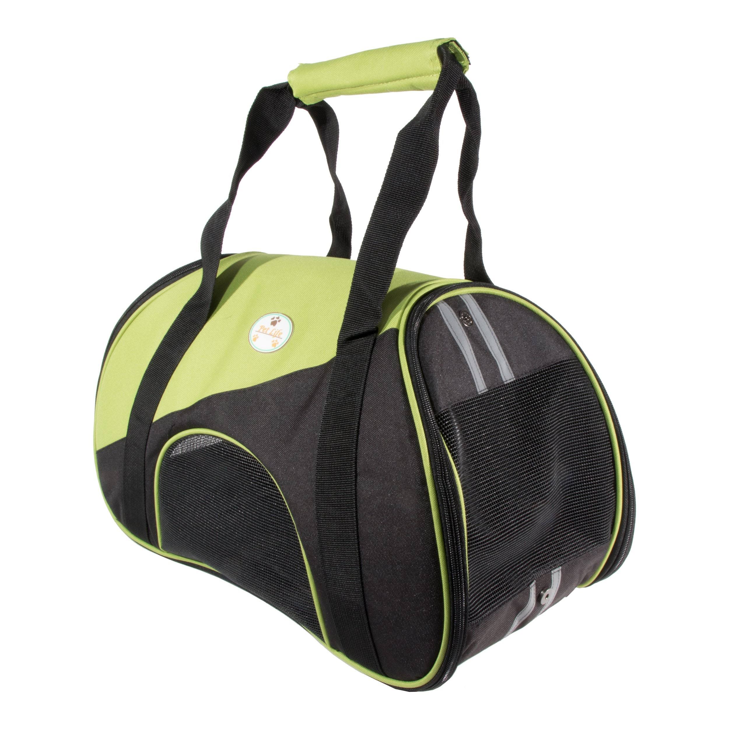 Pet Life B56GNMD Airline Approved Zip-N-Go Contoured Pet Carrier Green - Medium