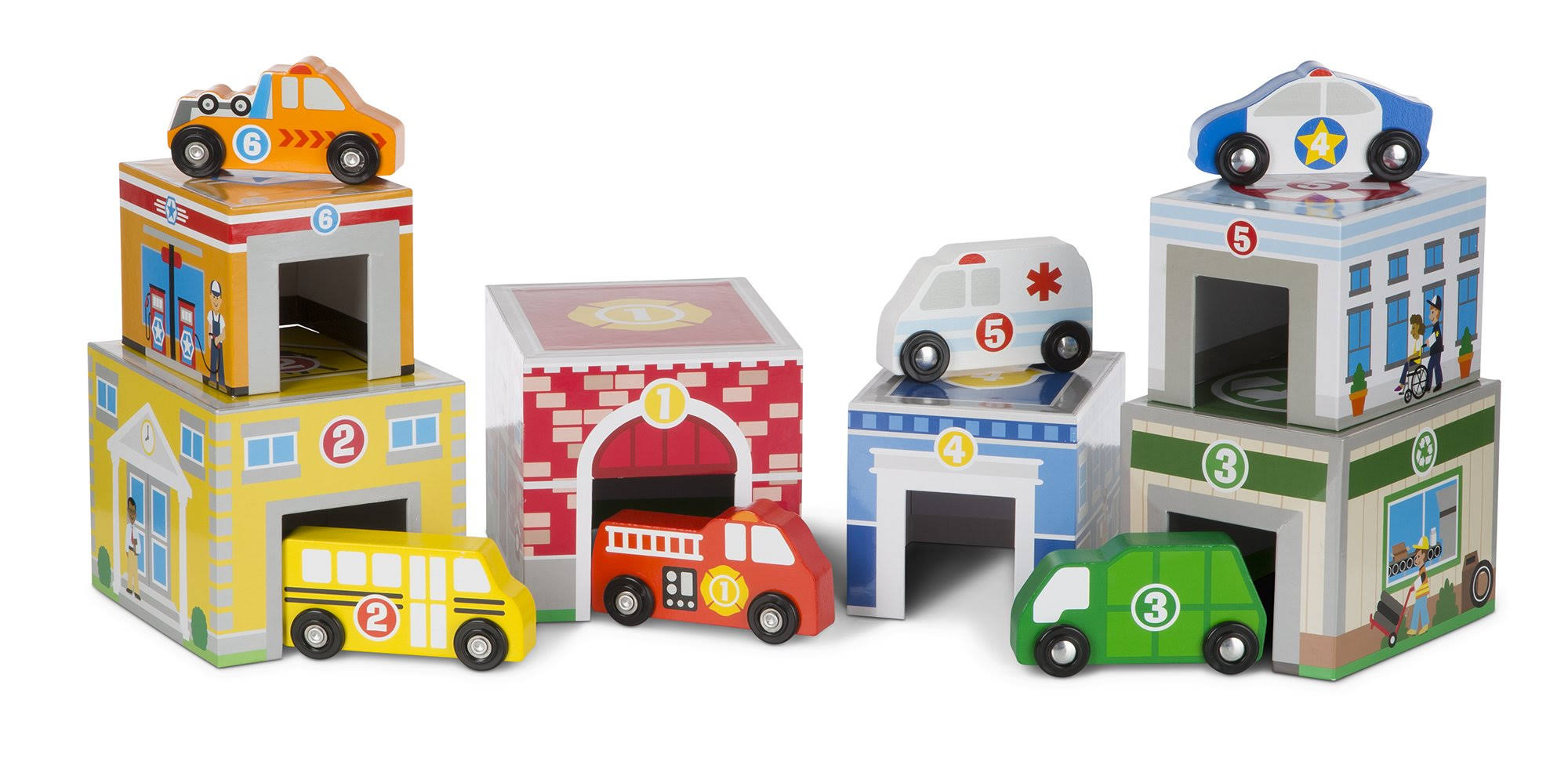 Melissa and Doug Nesting and Sorting Buildings and Vehicles Stacking Blocks
