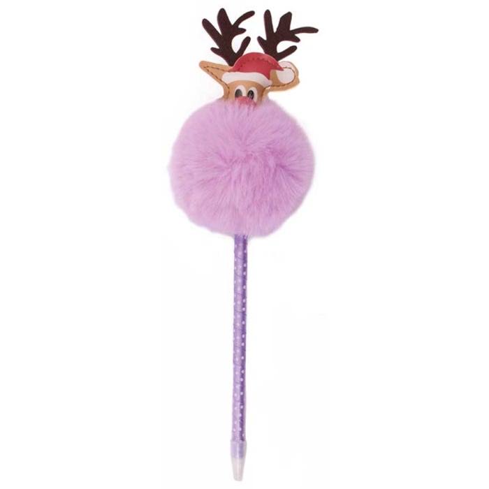 Christmas Novelty Fluffy Character Pen - Reindeer