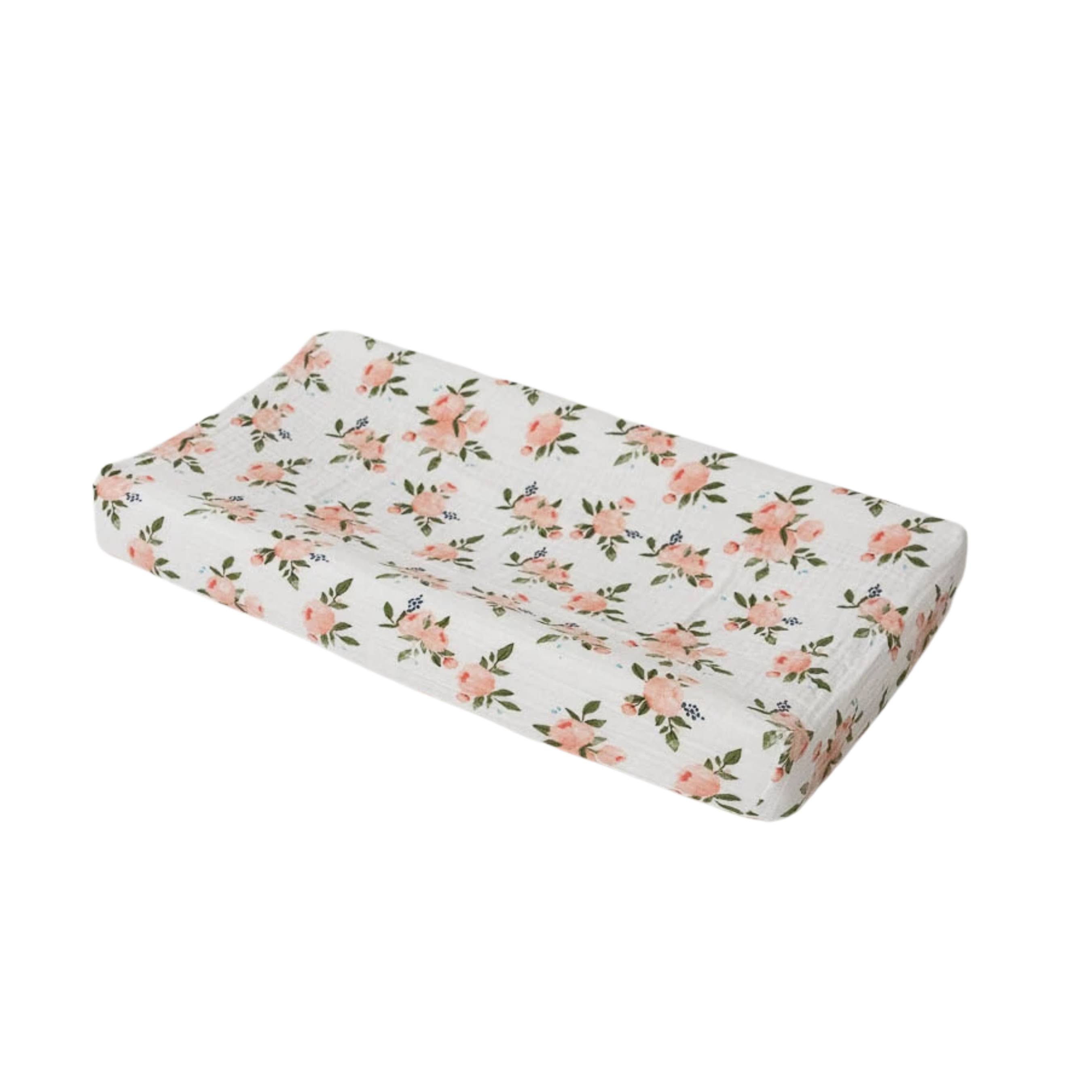 Little Unicorn Cotton Muslin Changing Pad Cover - Watercolor Roses