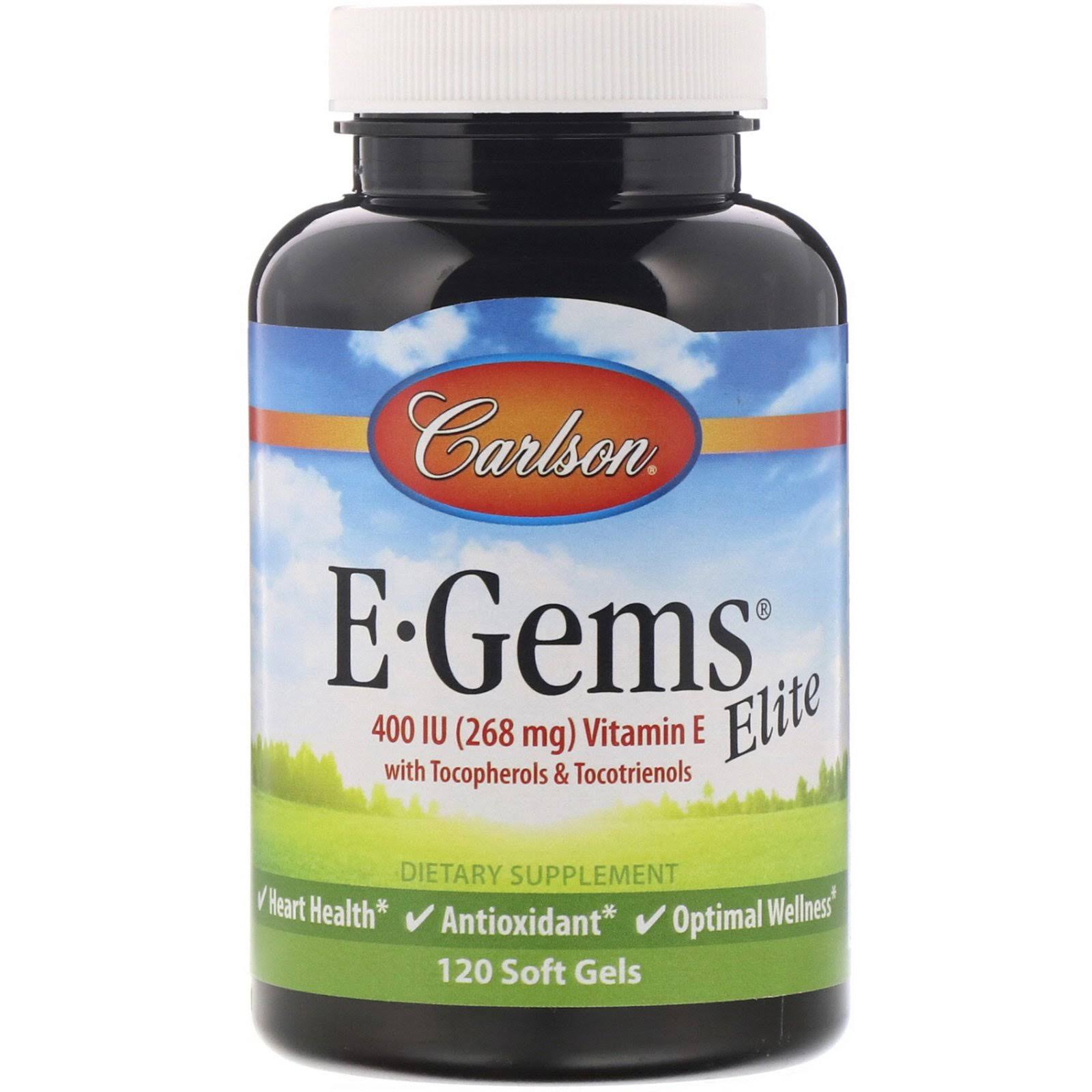 Carlson Labs E-Gems Elite Natural Vitamin E 400 IU Supplement - 120 Softgels