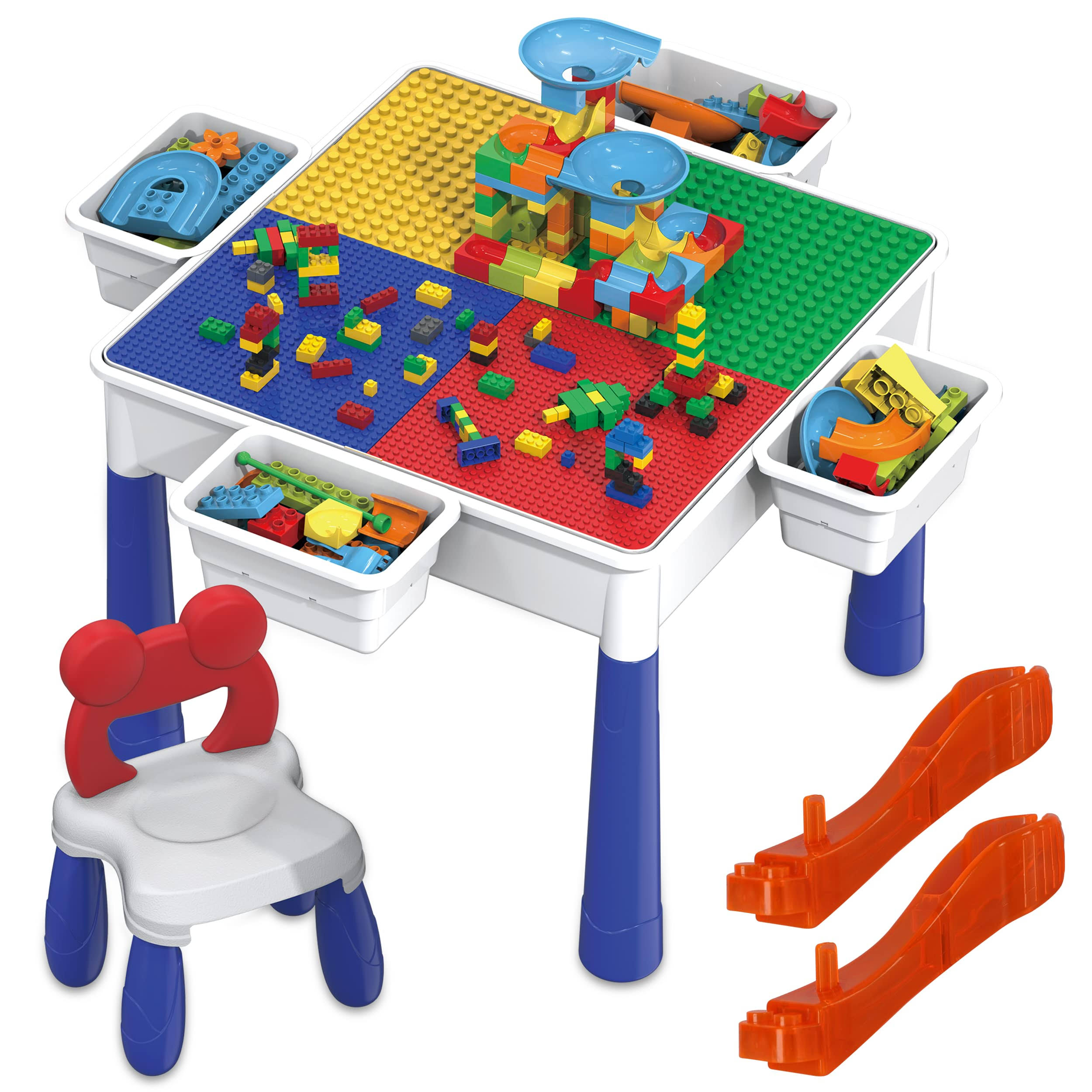PicassoTiles Kids Play Table & Chair Set With Storage, 581pcs Building