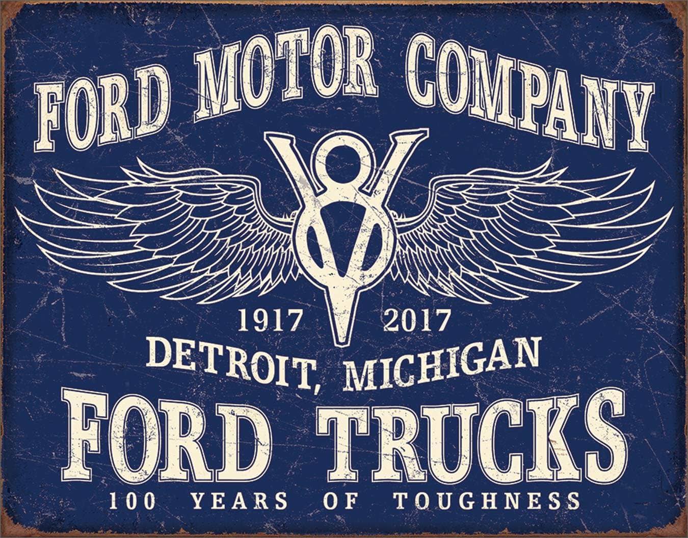 Desperate Enterprises Ford Trucks - 100 Years Tin Sign - Nostalgic Vintage Metal Wall Decor - Made in USA