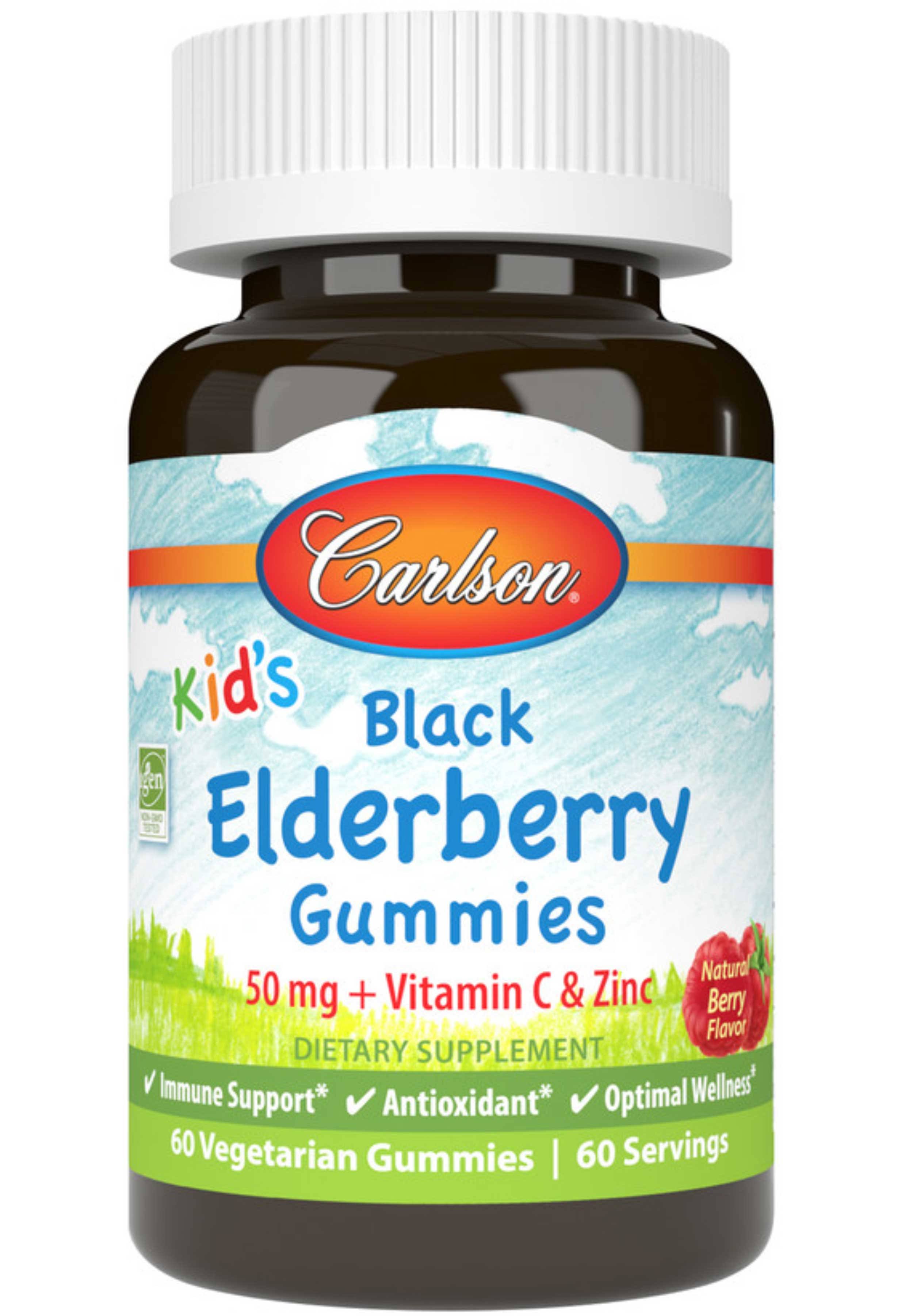 Carlson Labs Kid's Black Elderberry Gummies, Natural Berry Flavor - 6