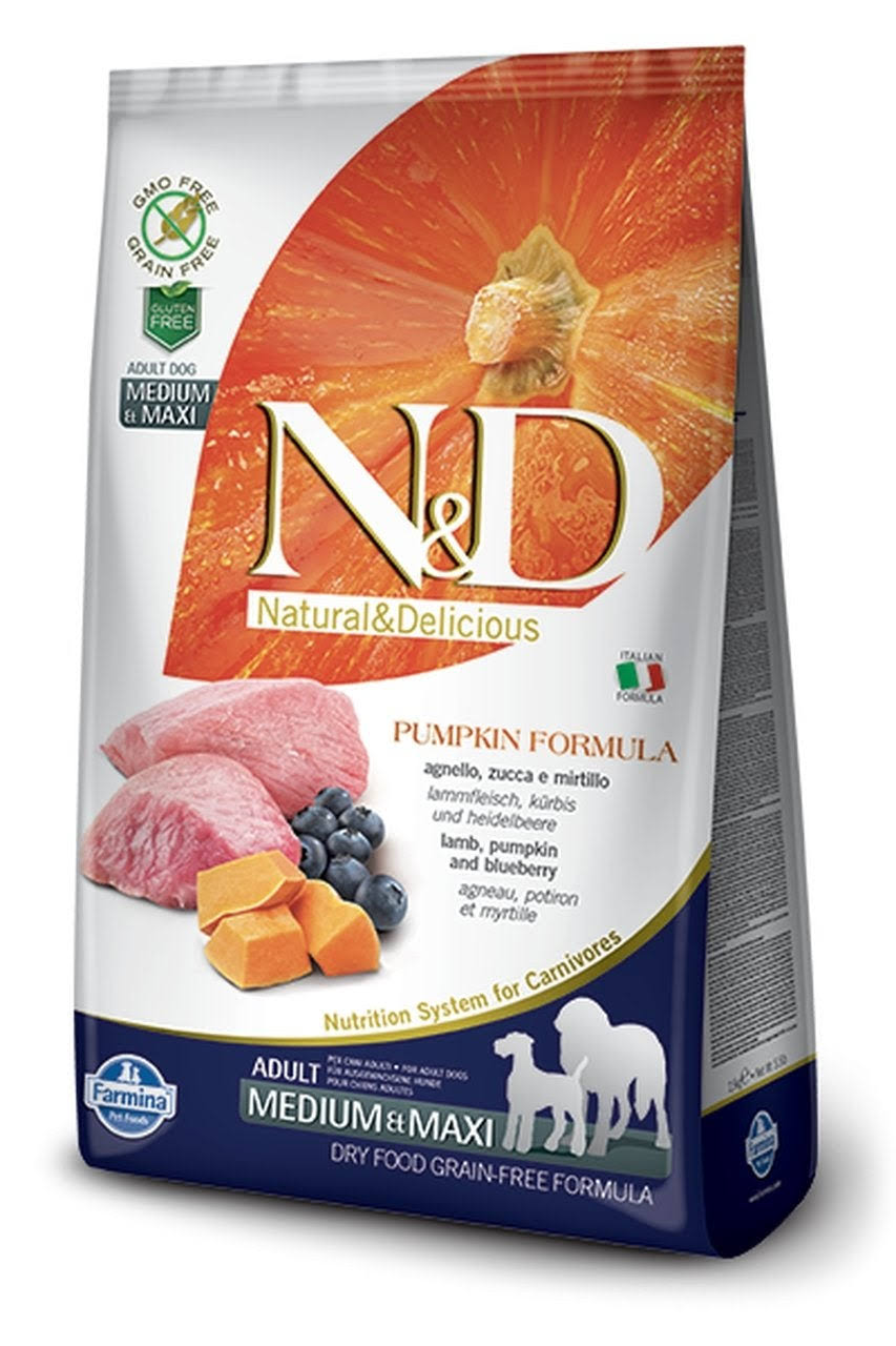 Farmina N&D Pumpkin Grain Free Adult Medium & Maxi Dog Food - Lamb & Blueberry, 2.5kg