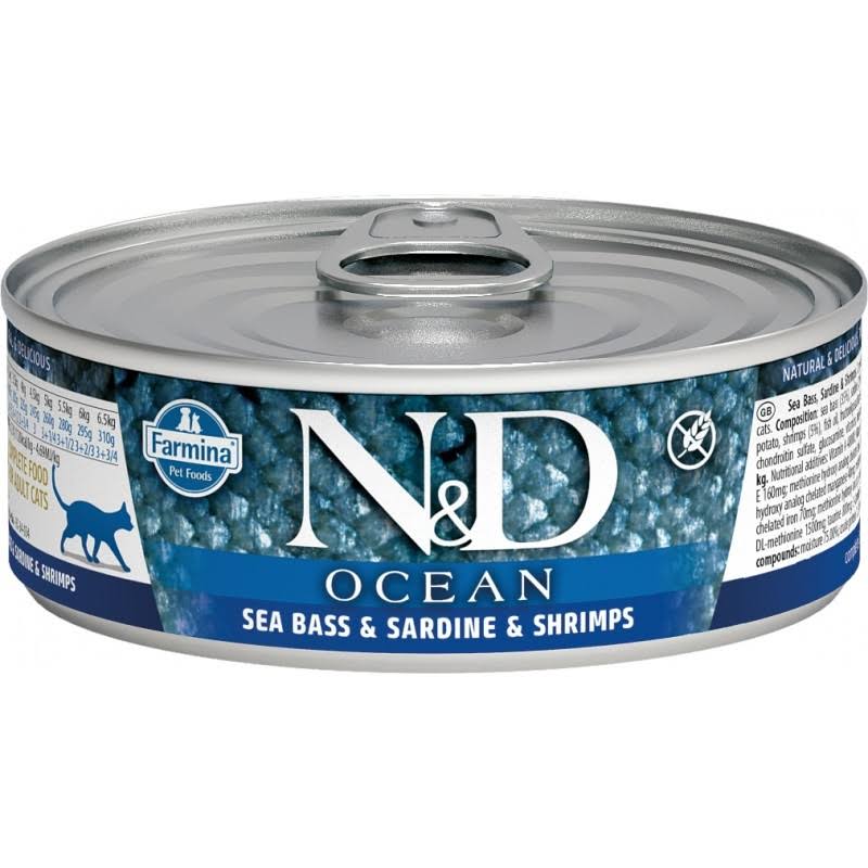 Farmina Natural and Delicious Canned Cat Food - Sea Bass, Sardine and Shrimp