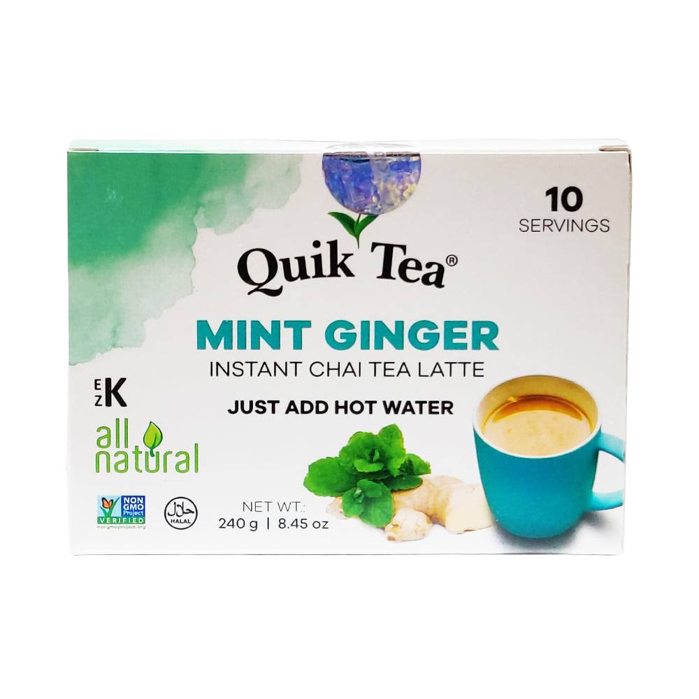 QuikTea Mint (Pudina) Ginger Chai Tea Latte - 10 Count Single Box - Al