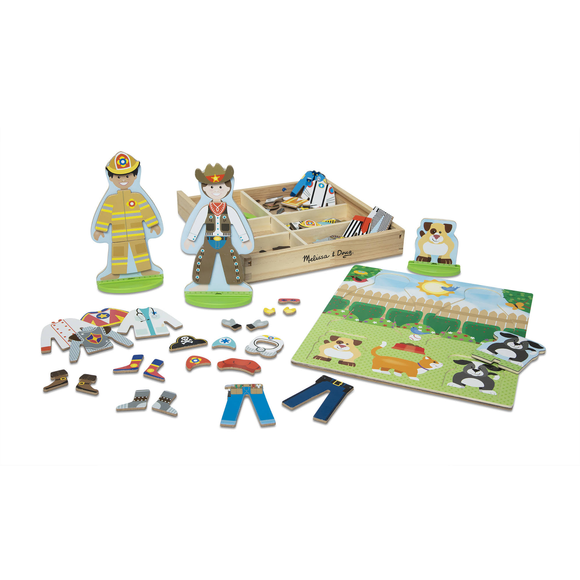 Melissa & Doug Occupations Magnetic Dress-up Wooden Dolls Pretend Play