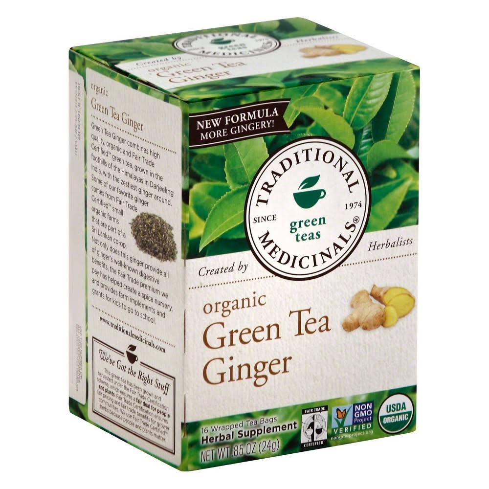 Traditional Medicinals Organic Green Tea with Ginger - 16 Tea Bags