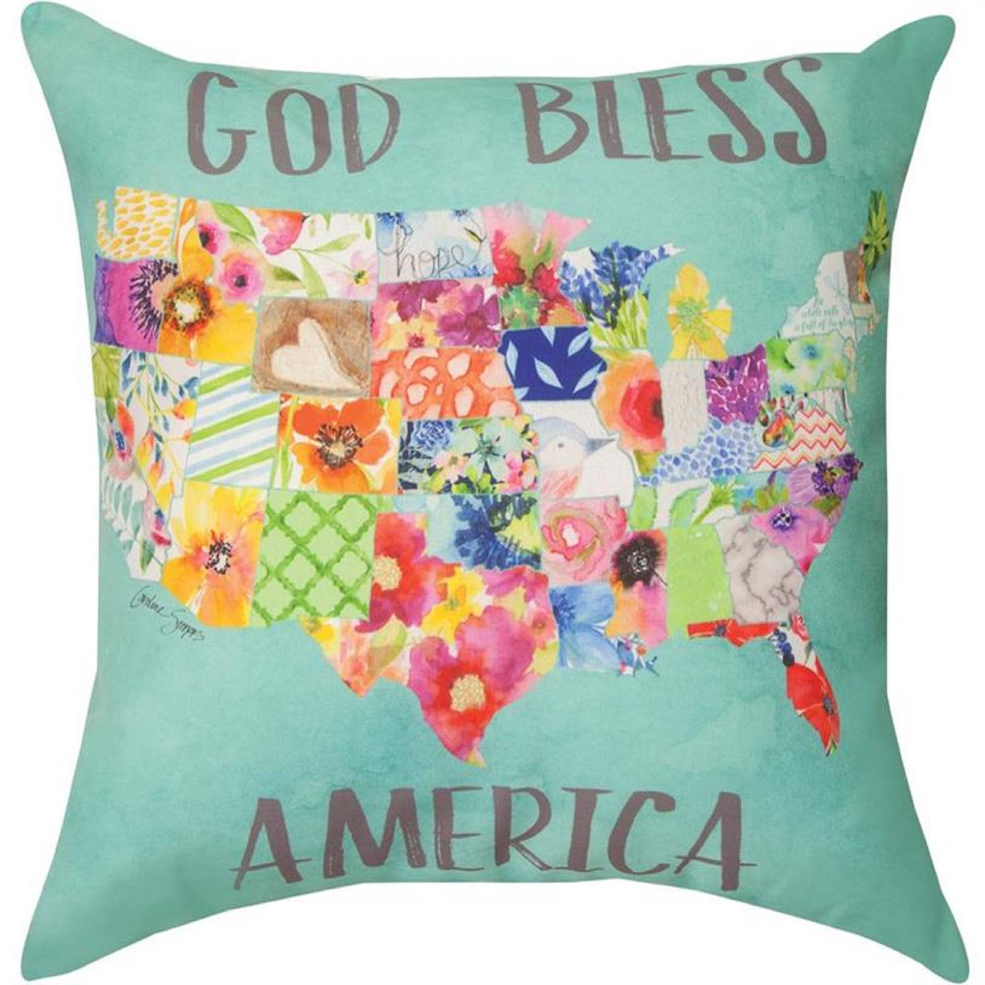 Manual Woodworkers & Weavers SLWGBA 18 x 18 in. Wonderful World God Bless America SIM Pillow