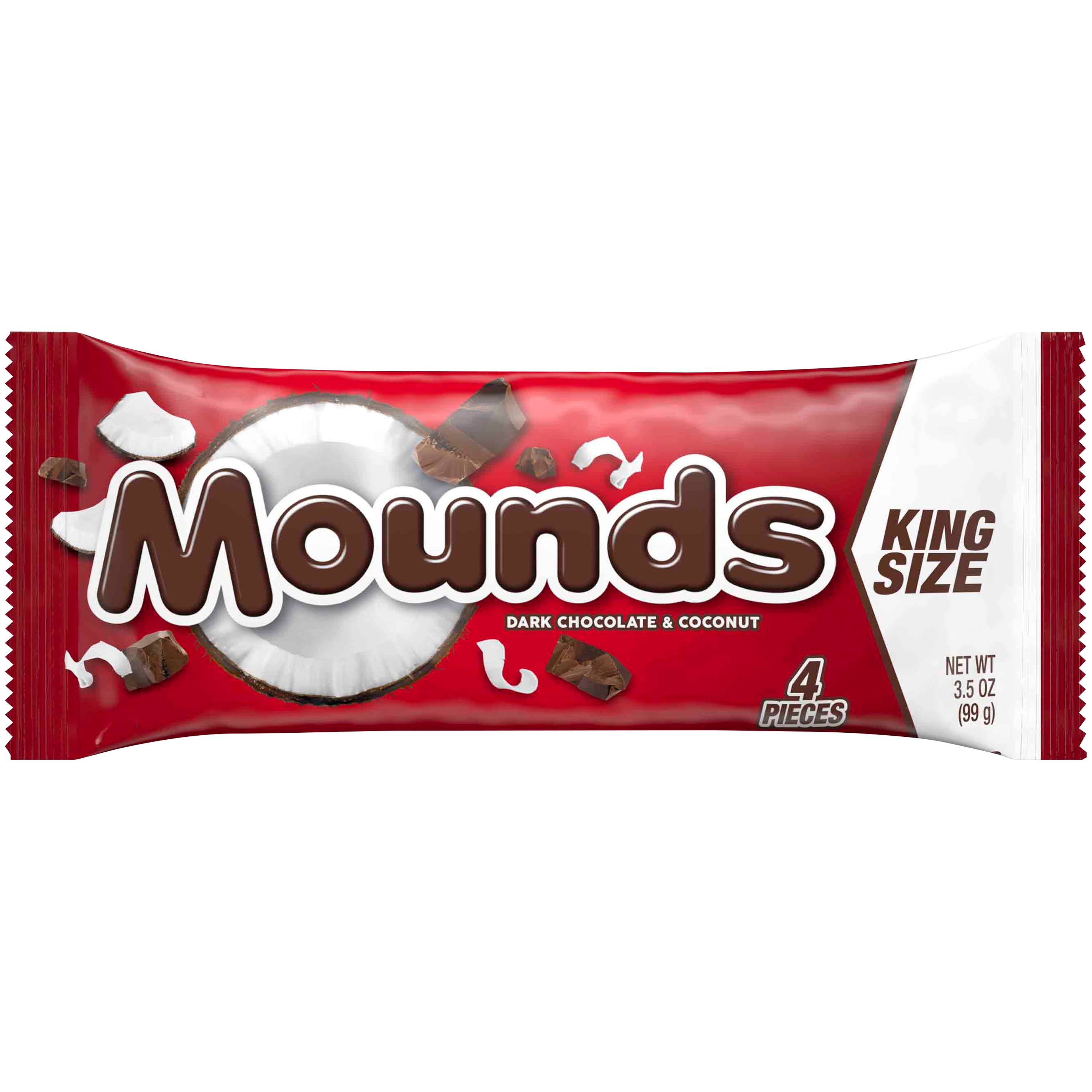 Mounds Dark Chocolate & Coconut, King Size - 4 pieces, 3.5 oz