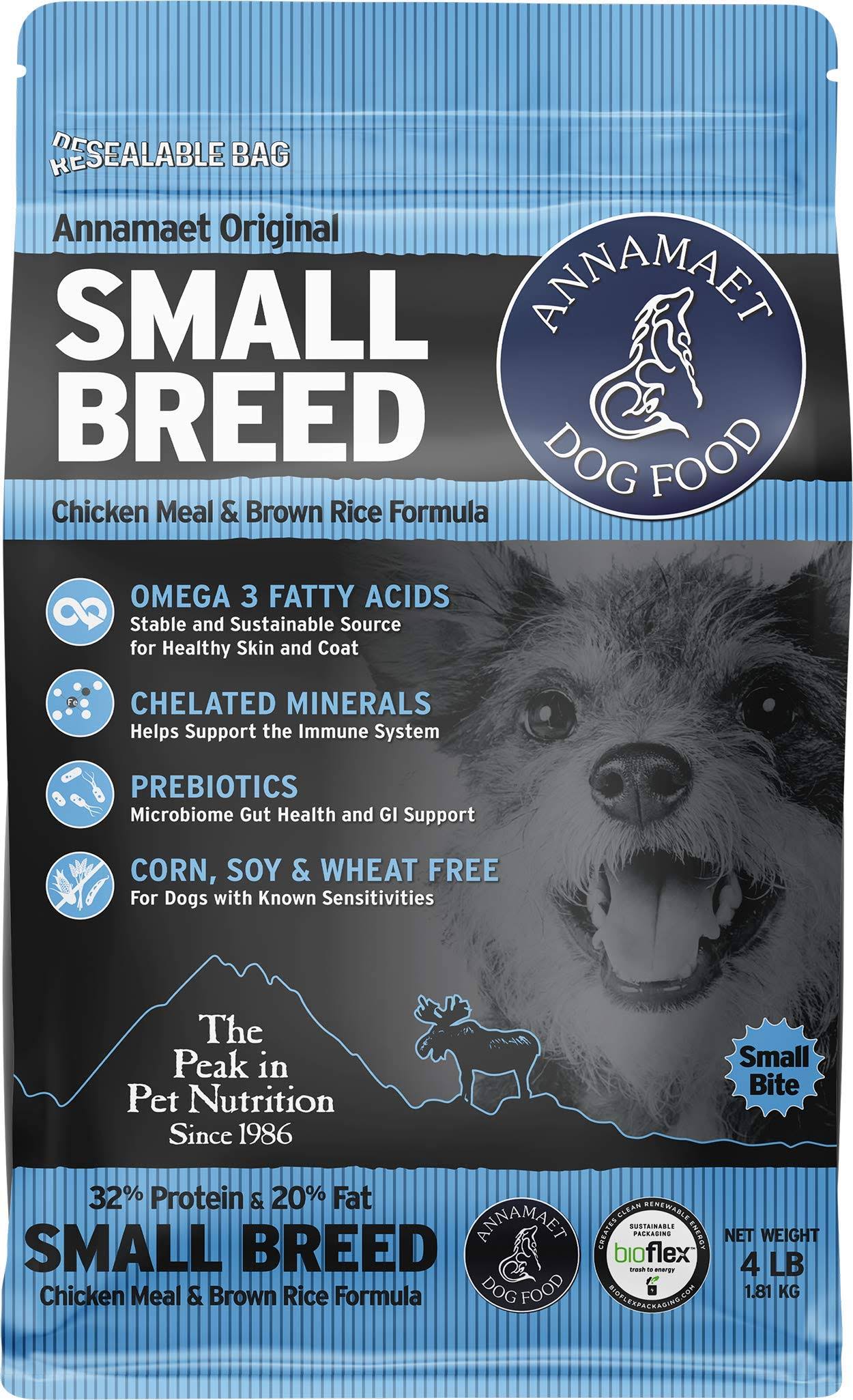 Annamaet Small Breed Formula Dry Dog Food, 4 lb, GREEN.