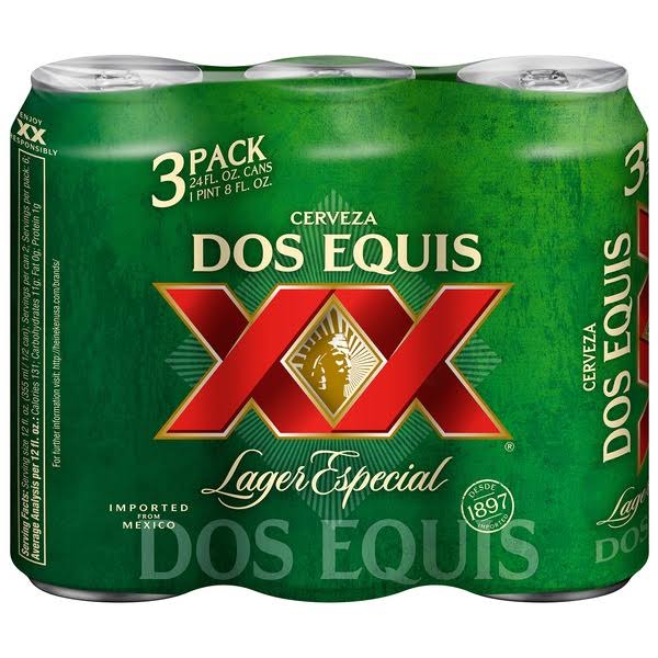Dos Equis Beer, Lager Especial - 3 pack, 24 fl oz cans