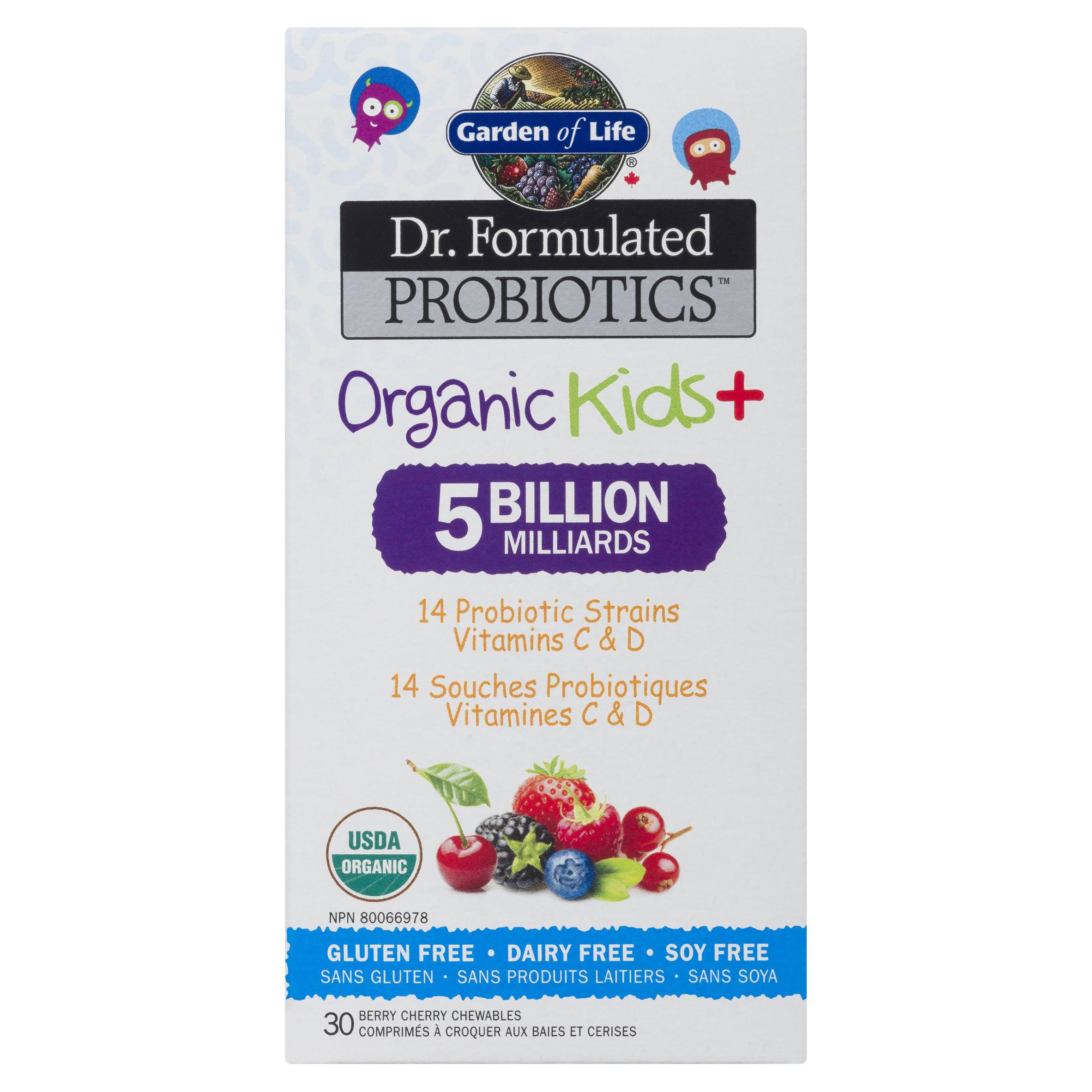 Garden of Life Dr. Formulated Probiotics Organic Kids+ 5 Billion Berry Cherry 30 Chewables