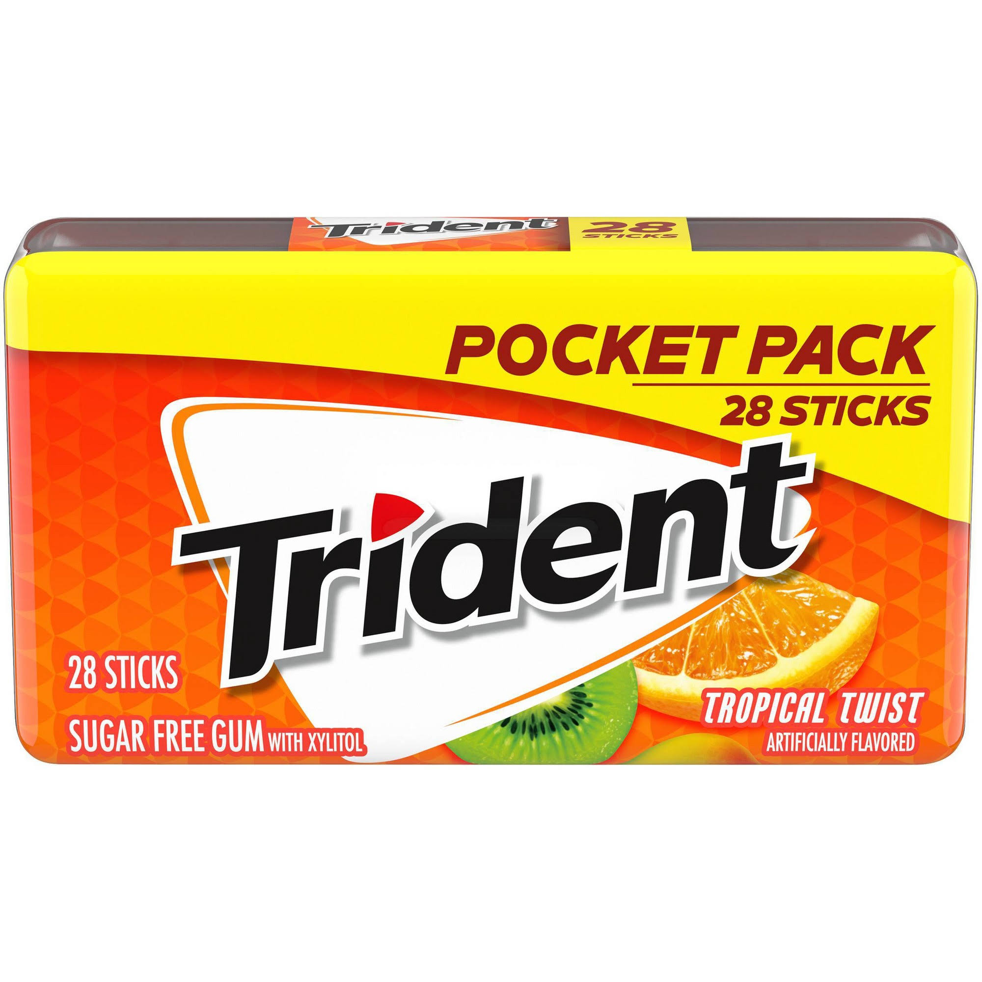 Trident Gum with Xylitol, Sugar Free, Tropical Twist, Pocket Pack - 28 sticks