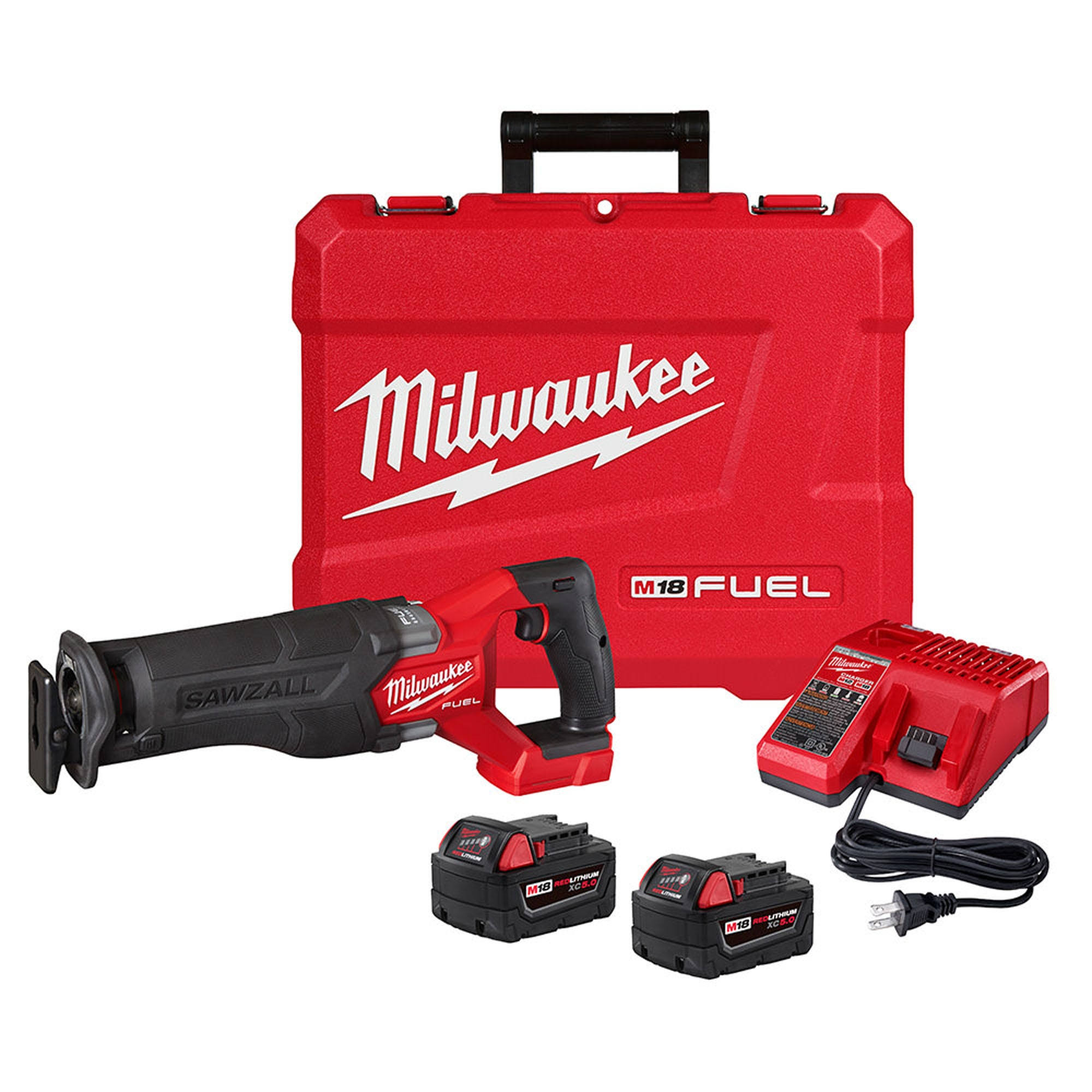 Milwaukee 2821-22 M18 Fuel Sawzall Reciprocating Saw - 2 Battery XC5.0 Kit