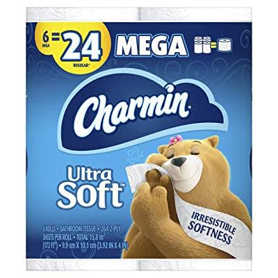 Charmin Ultra Soft Toilet Paper 6 Mega Rolls, 264 Sheets Per Roll