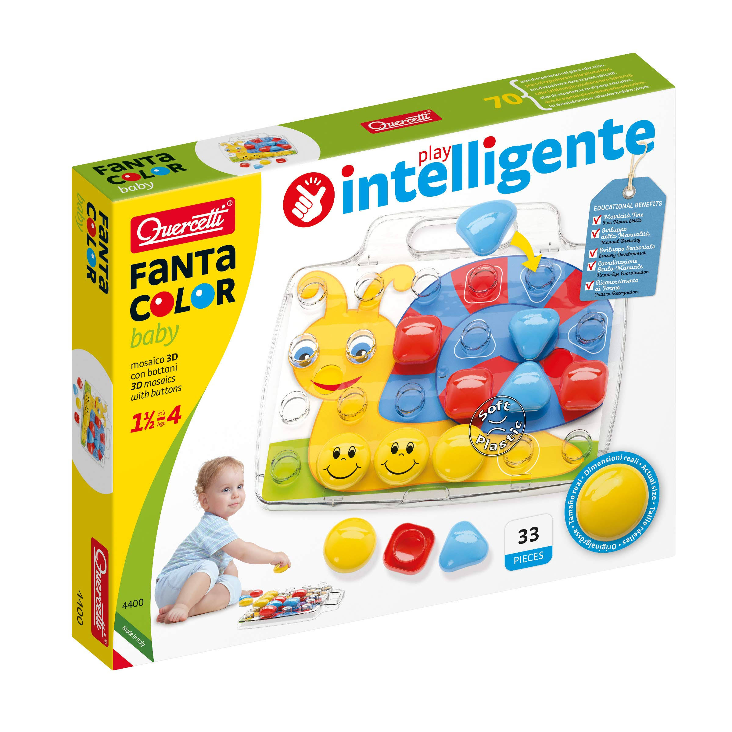 Quercetti Pixel Baby - Early Development Toy For Learning Shapes & Col