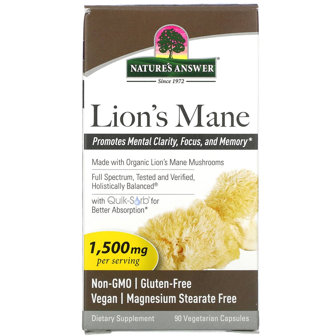 Nature's Answer, Lion's Mane, 1,500 mg, 90 Vegetarian Capsules