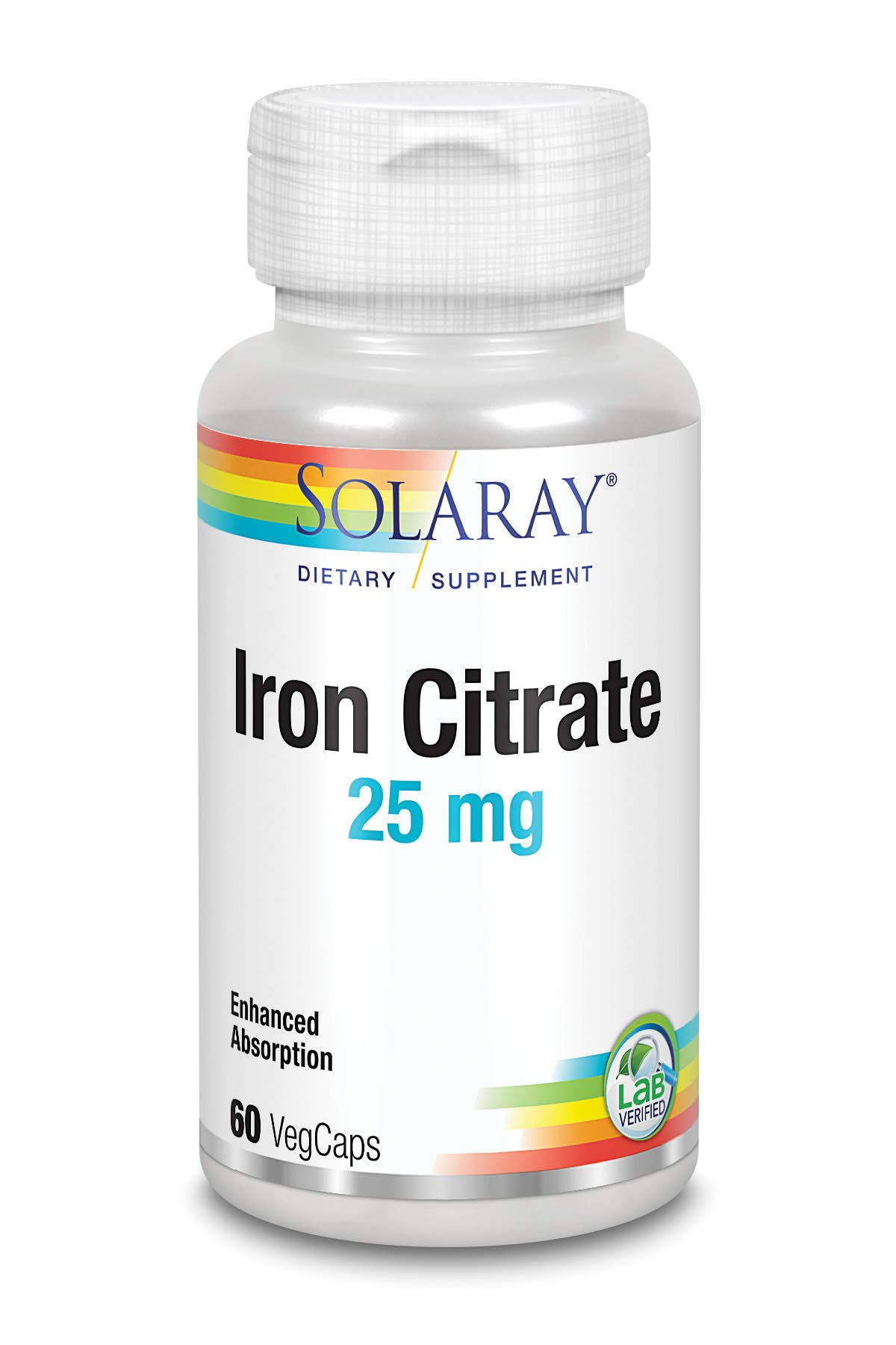 Solaray Biocitrate Iron Supplement - 25mg, 60 Vegetarian Capsules
