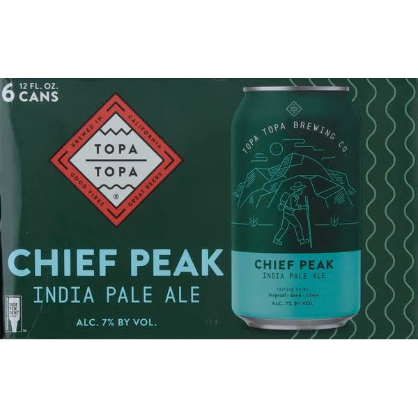 Topa Topa Brewing Co. Beer, India Pale Ale, Chief Peak - 6 pack, 12 fl oz cans