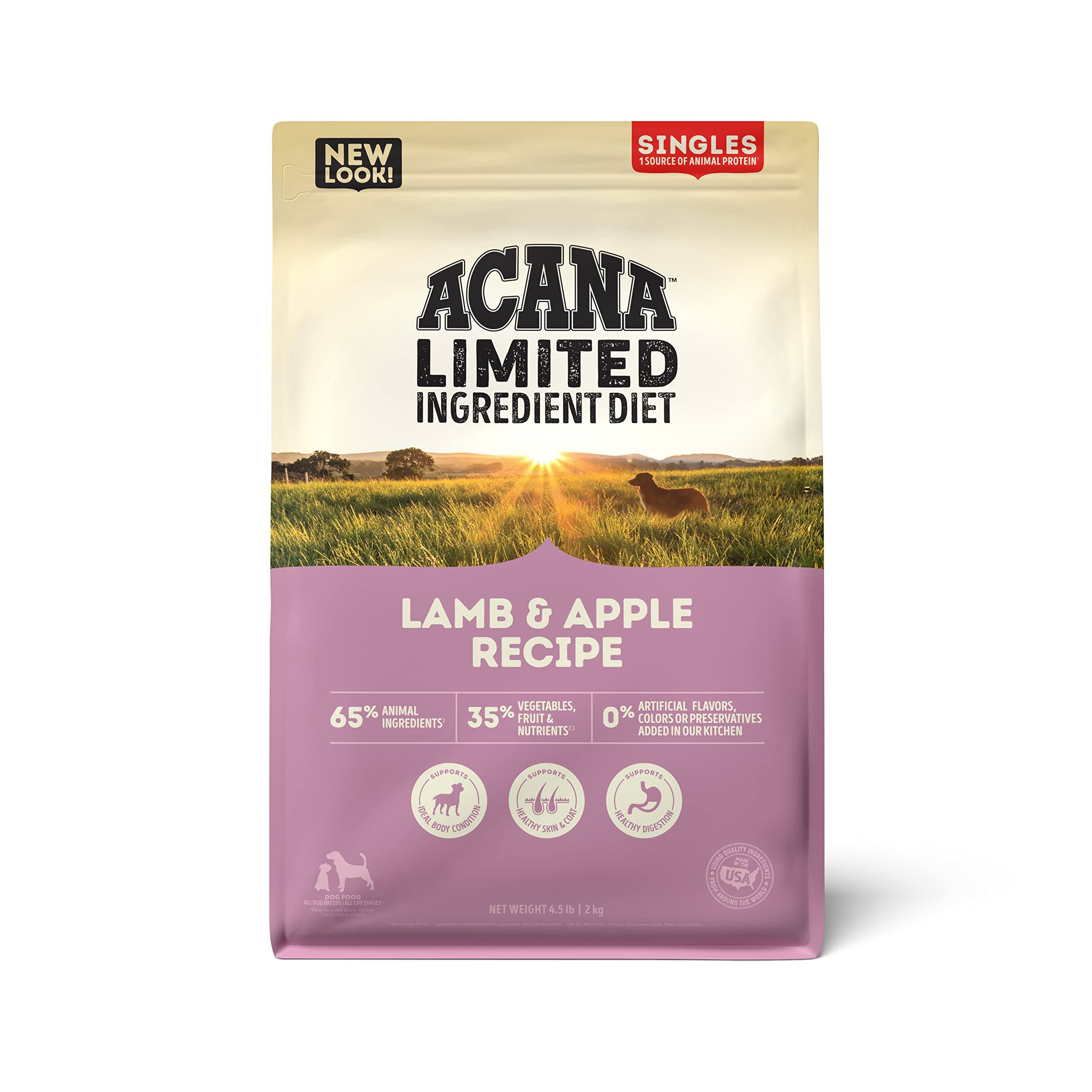 Acana Singles Limited Ingredient Lamb & Apple Recipe Grain-Free Dry Dog Food - 4.5 lb. Bag