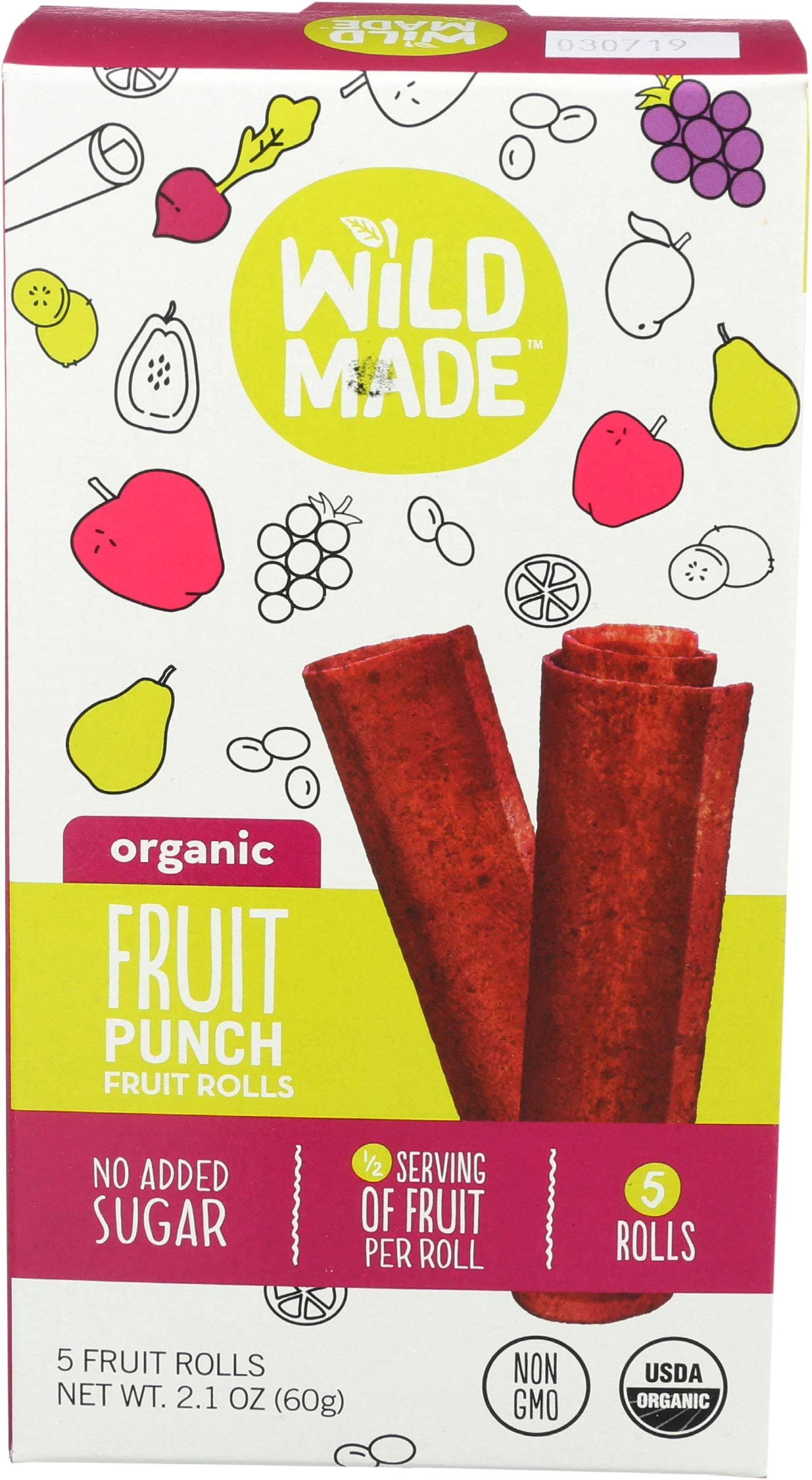 Wildmade Organic Fruit Punch Fruit Rolls - Case of 8 - 2.1 oz