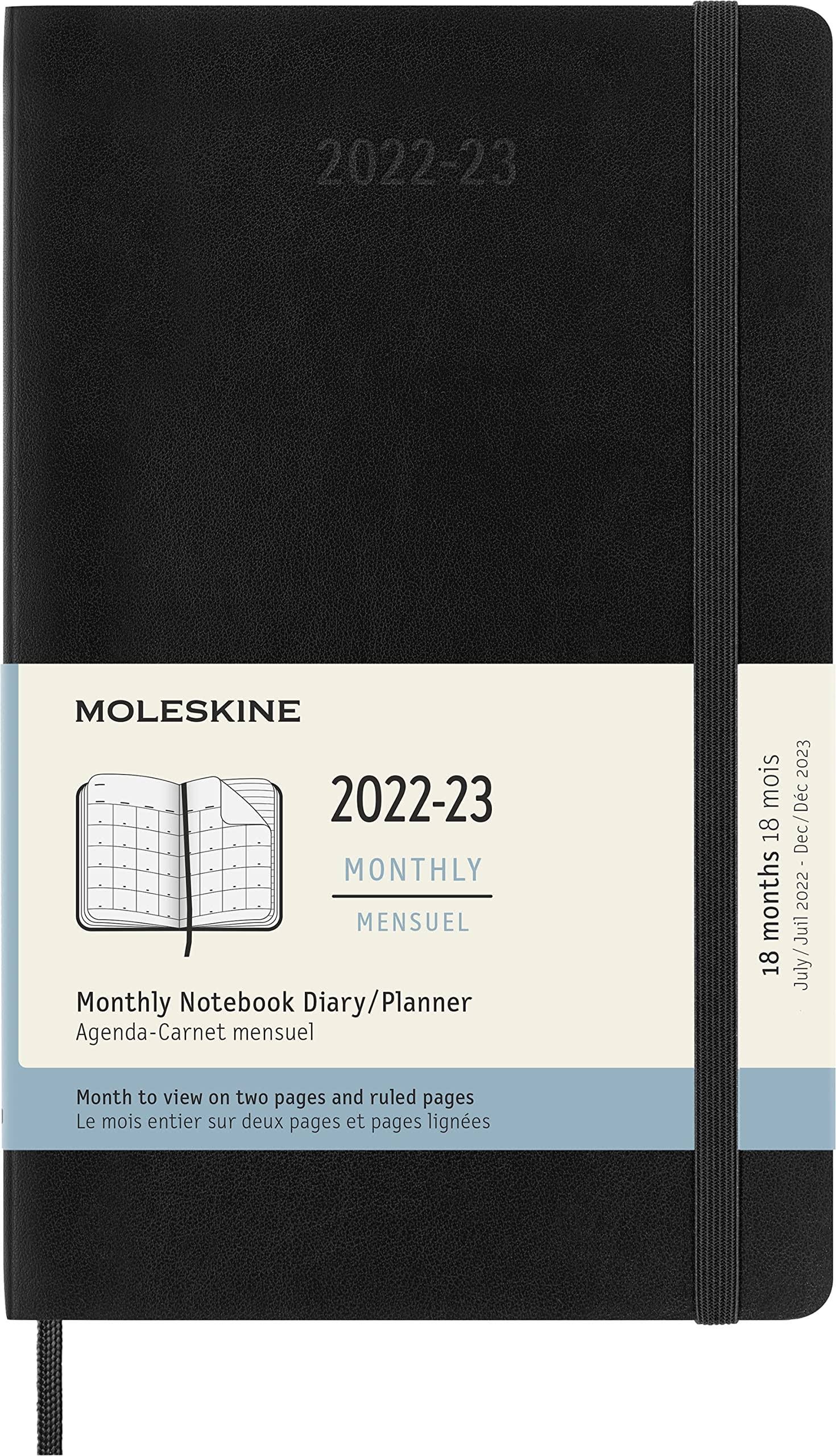 Moleskine 2023 18-month Monthly Large Softcover Notebook: Black