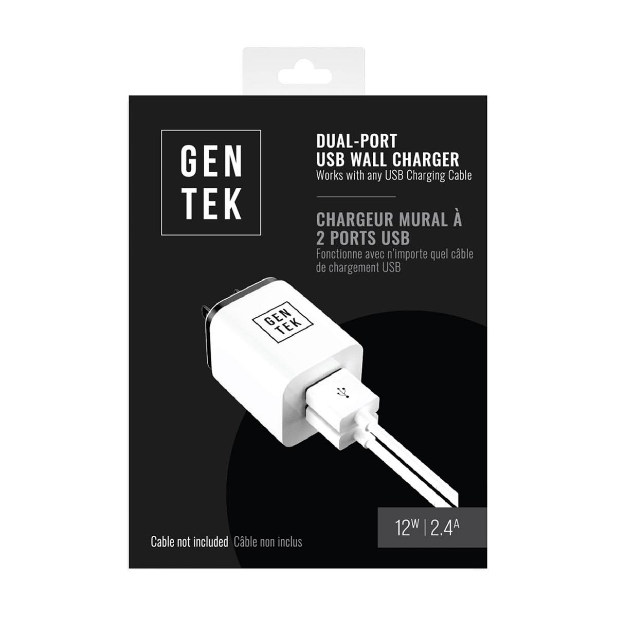 Gentek Dual-Port 2.1 Amp USB Wall Charger (White) 21072