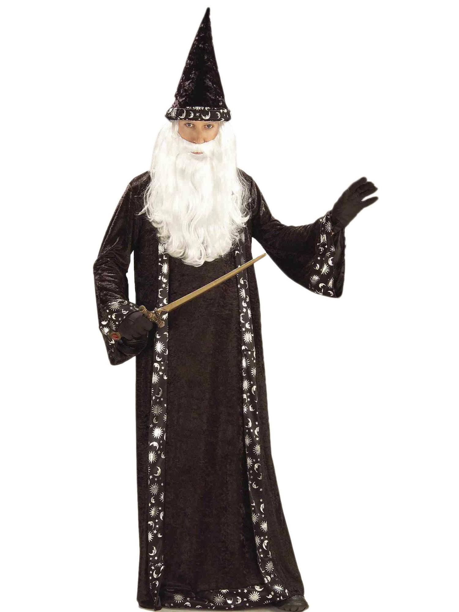 Adult Merlin Wizard Hat and Robe Costume Dress - One Size
