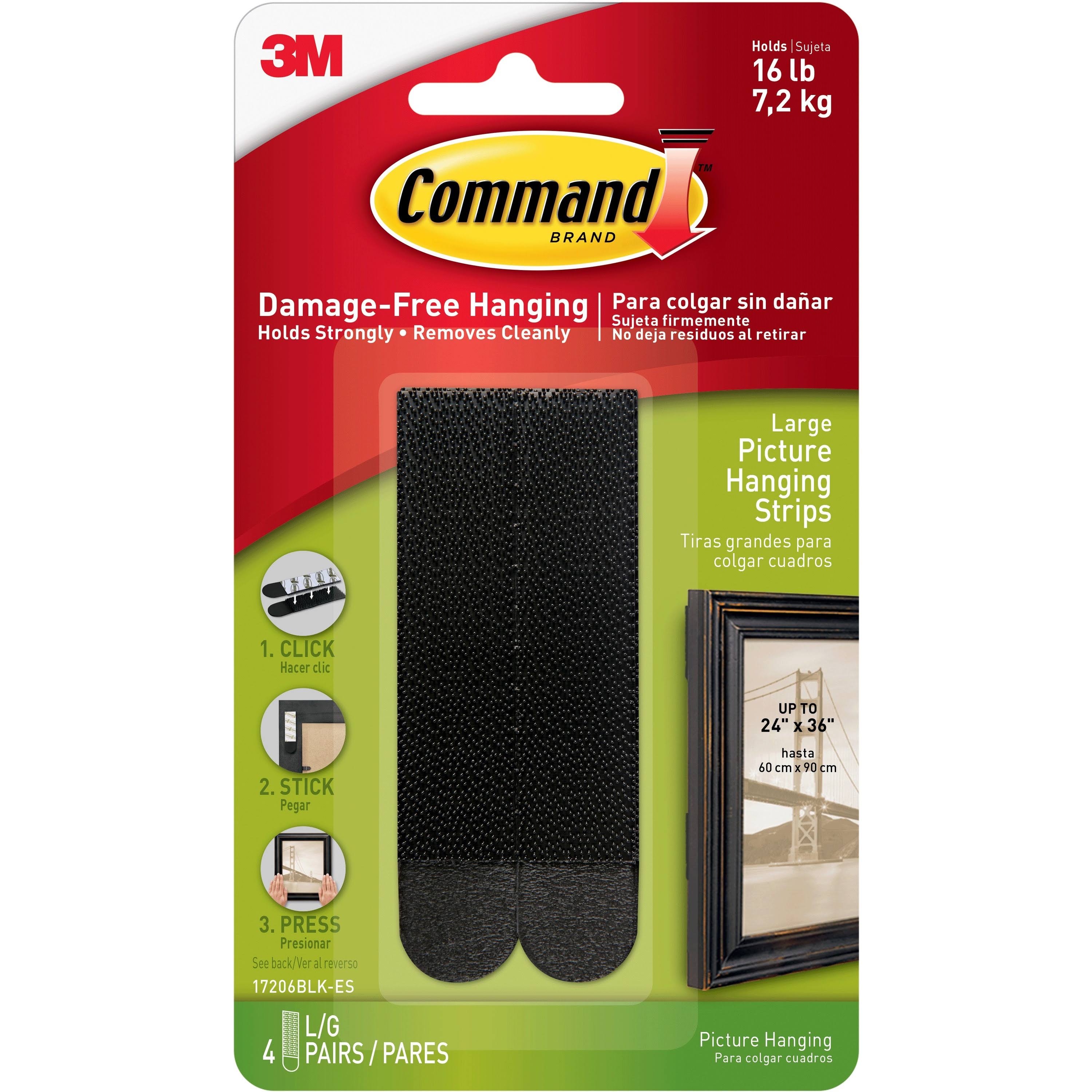 3M Command Picture Hanging Strips - Black, Large, 4pk