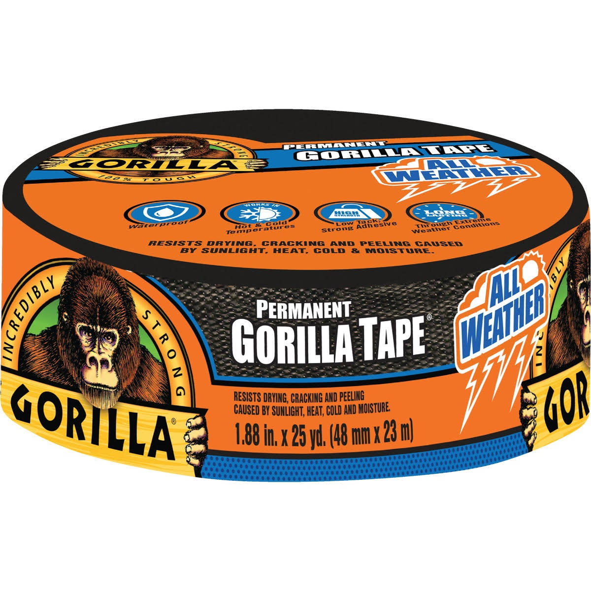 Gorilla Duct Tape - Black, 25yd x 1.88"