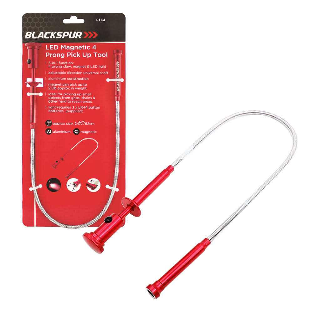 Blackspur LED Magnetic 4 Prong Pick Up Tool
