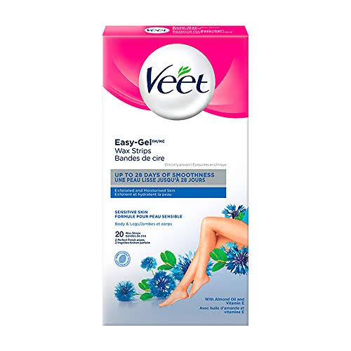 Veet Ready to Use Wax Strips, Sensitive Skin Formula, 20-Count Boxes (